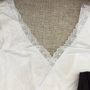 Lace Trim White and Black Bra